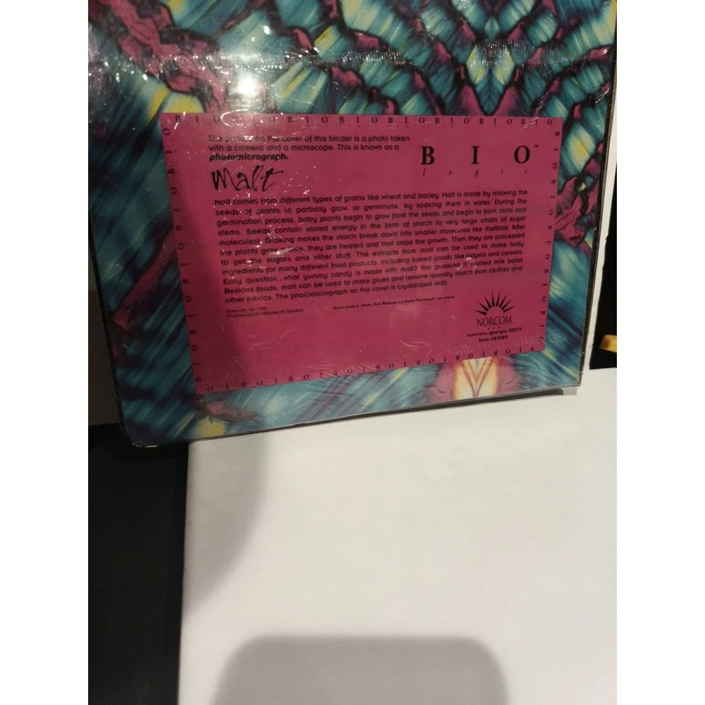 Vintage Norcom 1995 Bio logic Malt school kit Binder notebook folder clip Seales